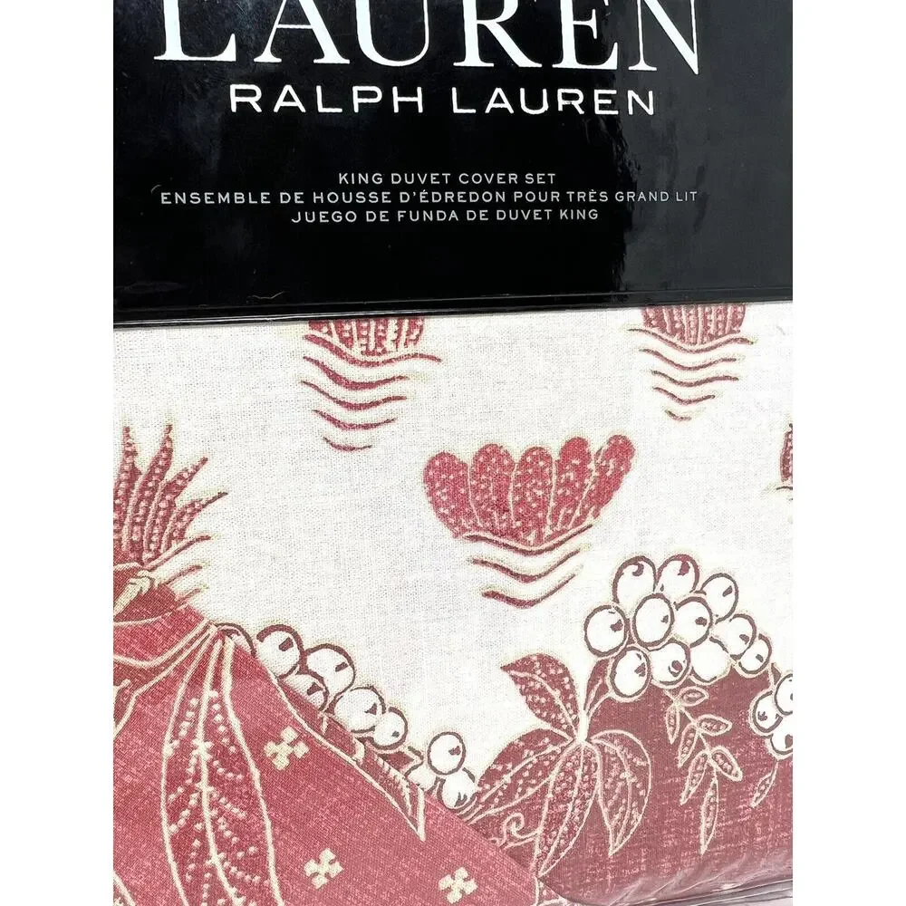 Ralph Lauren ISLA Floral KING Duvet Cover Shams Set Dusty Rose Pink REVERSIBLE